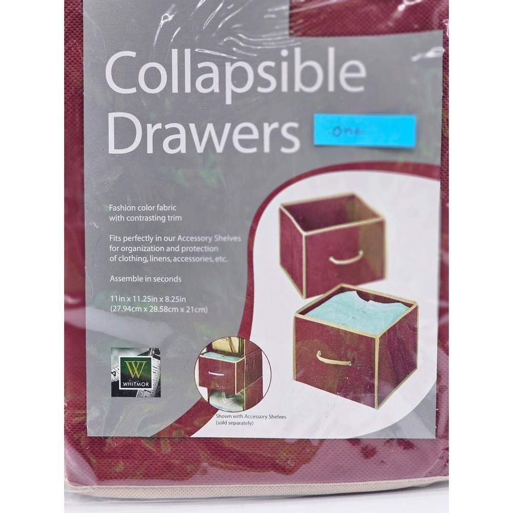 Whitmor  Single/One Collapsible Drawer Unisex Burgundy New Fabric Storage Bin